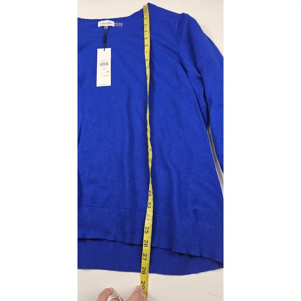 NWT CK 2X bright blue crew neck sweater career casual winter soft relaxed fit